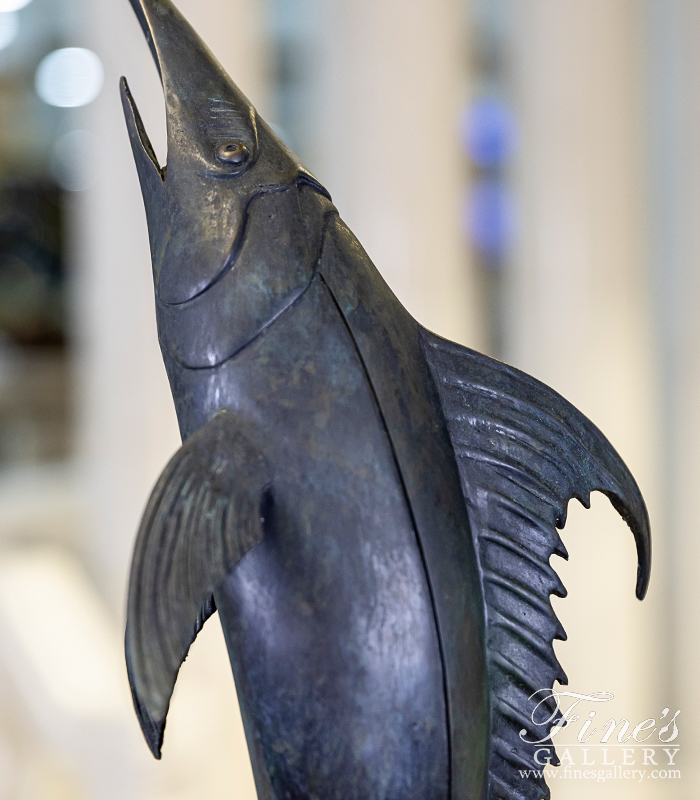 Bronze Statues  - Breaching Marlin Bronze Statue - BS-822